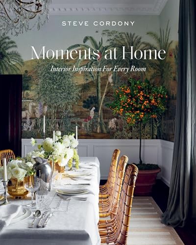 Book cover: “Moments at Home” featuring a dining room with floral wallpaper.