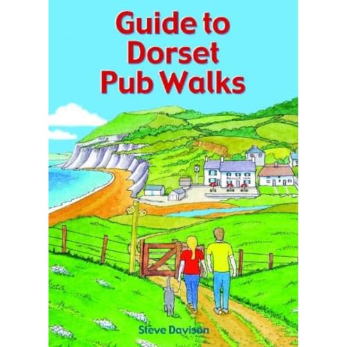Book cover: "Guide to Dorset Pub Walks" with coastal landscape illustration.