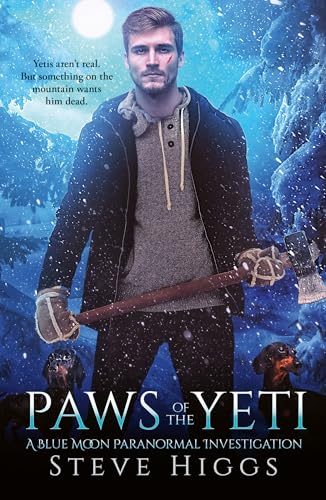 Book cover: man with axe stands in snowy mountains, facing forward.