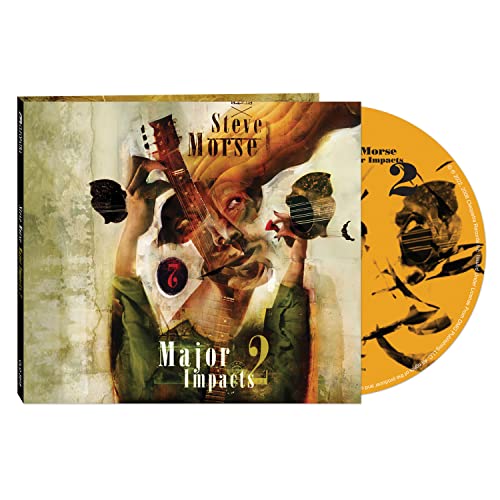 Steve Morse "Major Impacts 2" CD case and disc with guitar imagery.