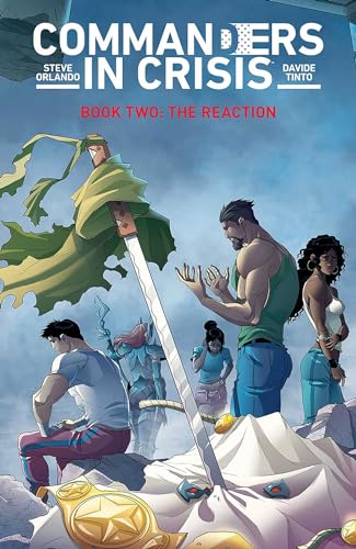 Comic book cover showing five characters standing near a large sword in a landscape.