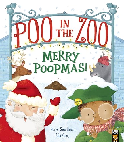 BookSantas and a zL child with a rhino and reindeer on a book cover.