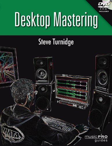 “Desktop Mastering” DVD cover with a man working at a music studio.