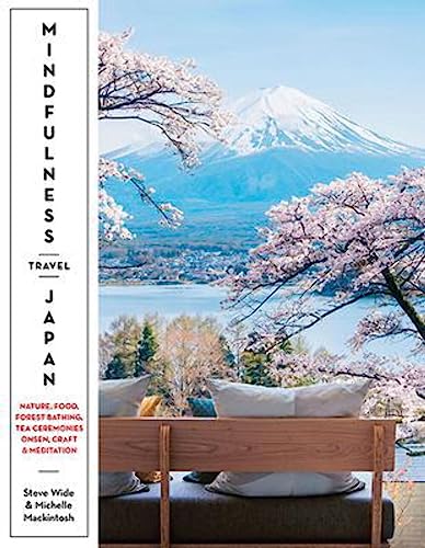 Book cover with Mount Fuji, cherry blossoms, and a relaxing outdoor scene.