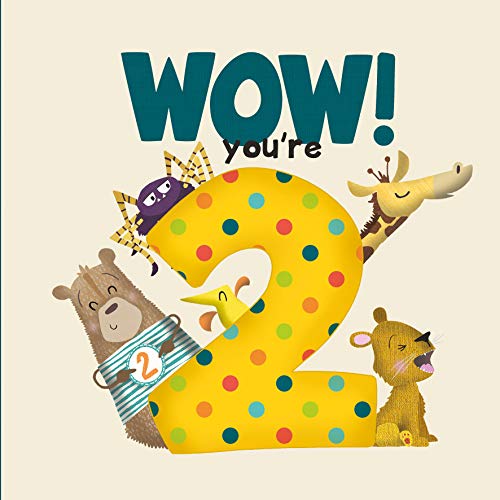 Colorful illustration of animals celebrating a second birthday with a large "2".