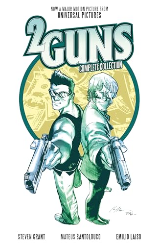 Comic book cover showing two men standing back-to-back, each pointing a handgun forward.