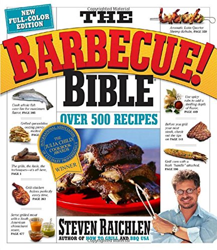 Book cover for The Barbecue! Bible featuring grilled ribs and author Steven Raichlen.