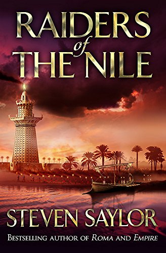 Book cover depicting an ancient Egyptian lighthouse at sunset with a boat.