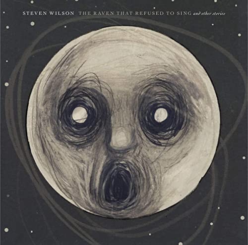 Album cover: a sketched face within a full moon, dark and expressive.