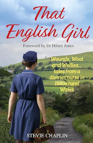 Book cover: nurse walking down a rural Welsh lane, 1980s.