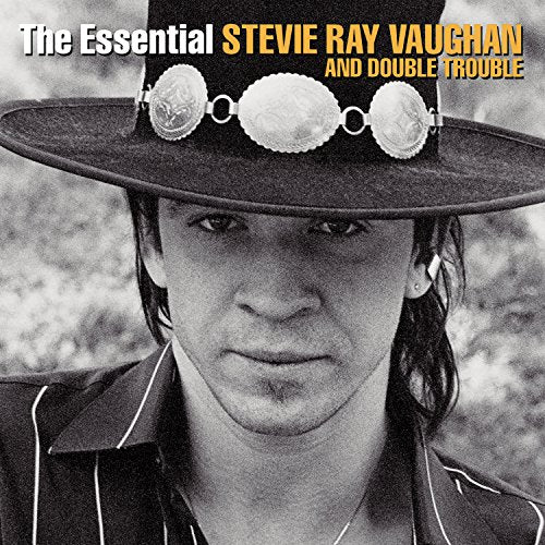 Black and white album cover featuring Stevie Ray Vaughan in a hat.