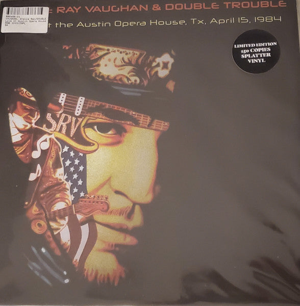Vinyl record cover featuring Stevie Ray Vaughan with guitar and stars.
