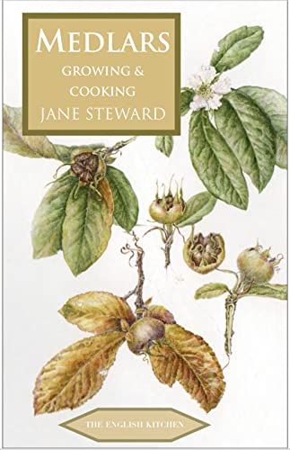 Book cover featuring botanical illustrations of medlar fruit and leaves with text overlay.
