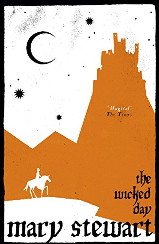 Book cover illustration showing a rider on horseback beneath a castle, moon, and stars.
