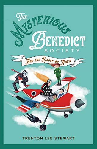 Book cover with illustrated children in a red and white airplane.