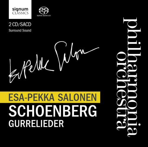 CD cover for Schoenberg’s Gurrelieder, featuring a signature and text.
