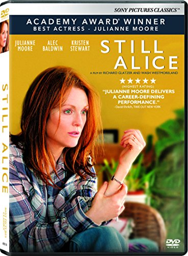 “Still Alice” DVD cover featuring Julianne Moore, a woman with red hair.
