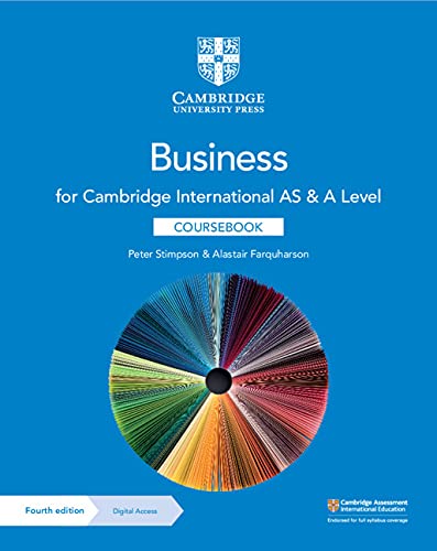 Blue business coursebook cover with colorful radial graphic and text.