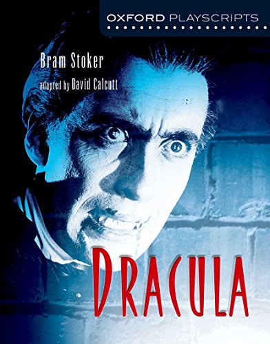 Book cover featuring a close-up of Dracula’s face in blue light with red title text.