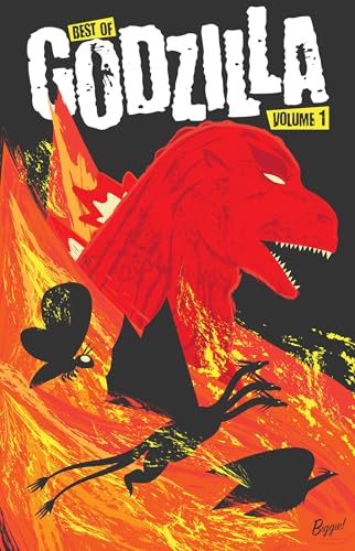 Red Godzilla illustration with planes, book cover titled "Best of Godzilla, Vol. 1".