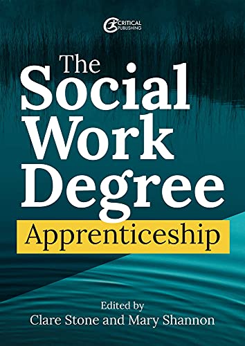 Book cover: "The Social Work Degree Apprenticeship" with blue and yellow text.
