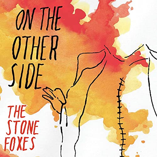Album cover for Stone Foxes’ “On The Other Side” with orange and yellow swirls.