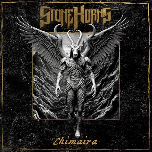 CD cover art: winged, horned figure in grayscale landscape.