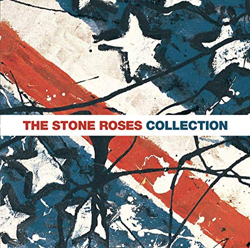 CD cover for The Stone Roses Collection, abstract red, white, and blue design.