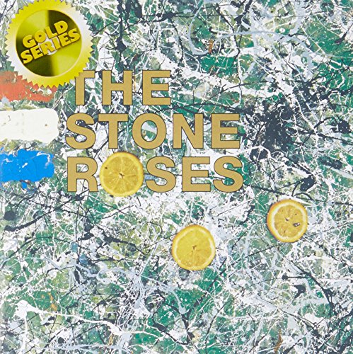 Album cover for The Stone Roses with lemons and abstract paint.