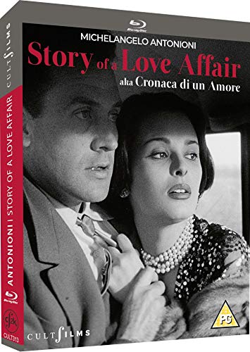 Blu-ray cover for "Story of a Love Affair" featuring a couple in a car.