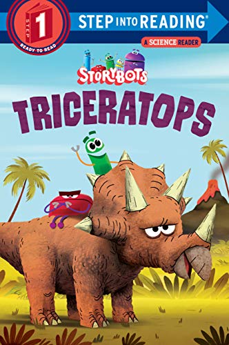 Book cover featuring a cartoon triceratops with StoryBots characters.