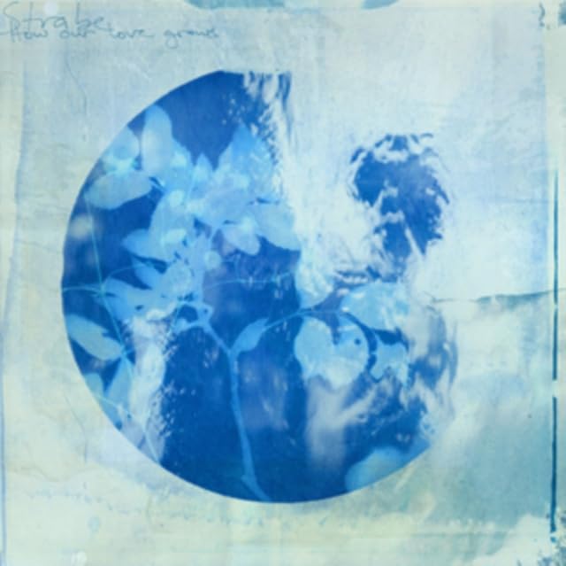 Blue cyanotype vinyl record cover with floral and plant imagery.