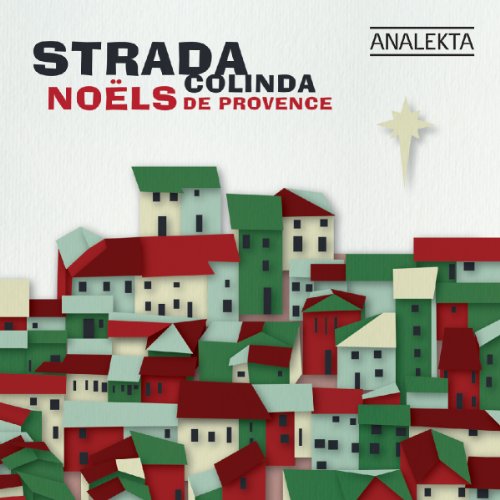 CD cover withB featuring a stylized village of red and green houses under a star.