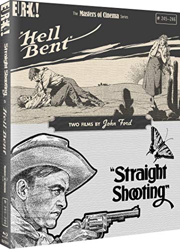 Blu-ray cover for John Ford films "Straight Shooting" and "Hell Bent" with western imagery.