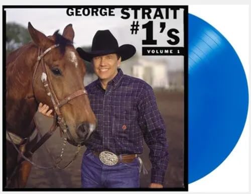 George Strait’s #1s Volume 1 album cover with a blue vinyl record.