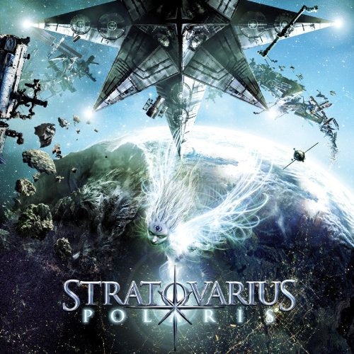 Stratovarius “Polaris” CD cover: sci-fi spaceship over a glowing figure.