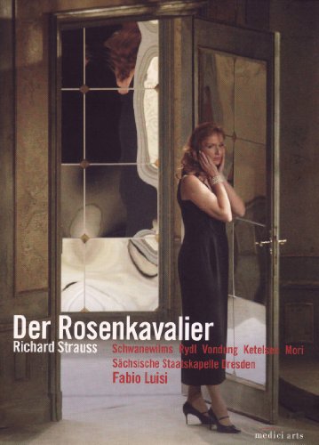 DVD cover for Strauss' "Der Rosenkavalier" featuring a woman in a black dress.