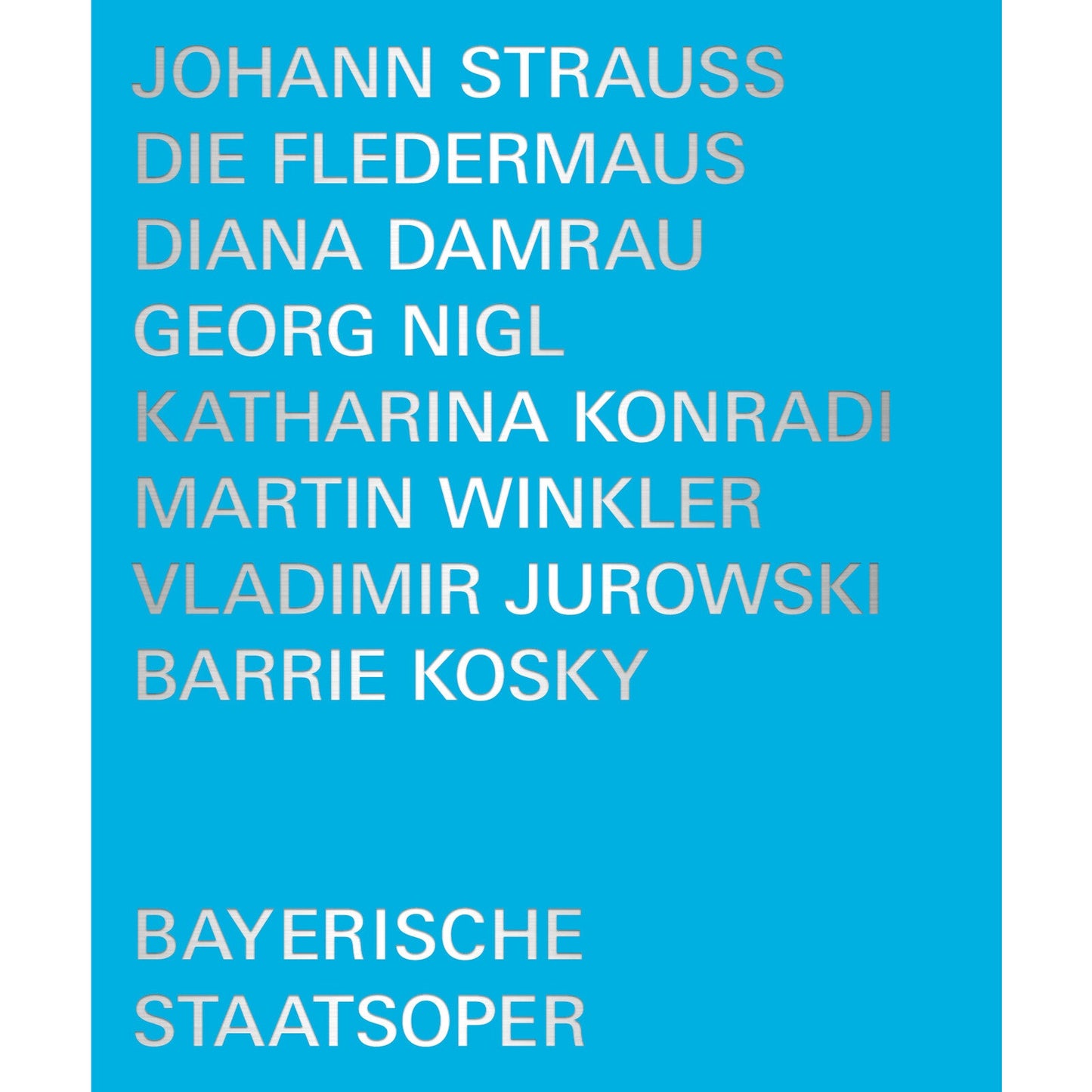 Blue cover with white text listing "Die Fledermaus" performers and Bavarian State Opera.