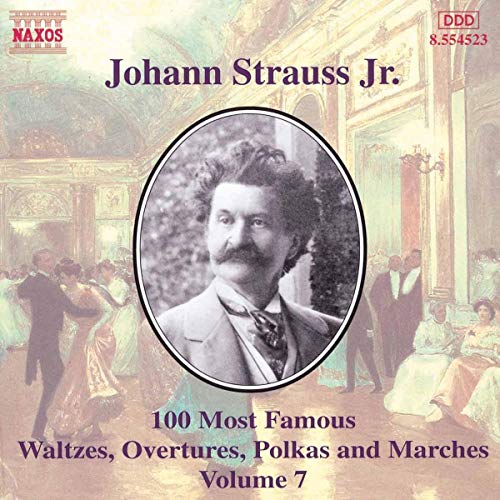 CD cover featuring a portrait of Johann Strauss Jr. and ballroom dancers.