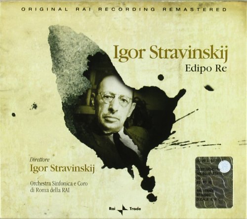 CD cover featuring a portrait of composer Igor Stravinsky in black and white.