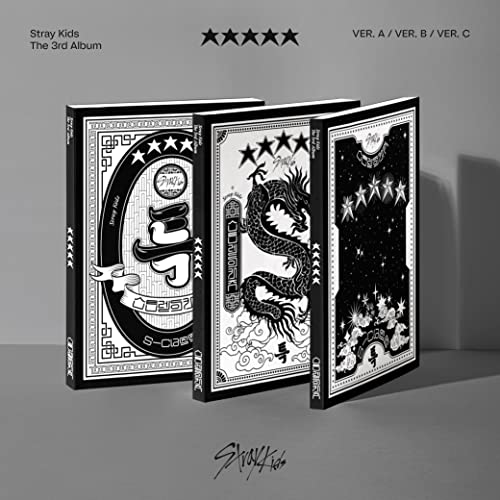 Stray Kids album cover featuring ornate black and white designs.