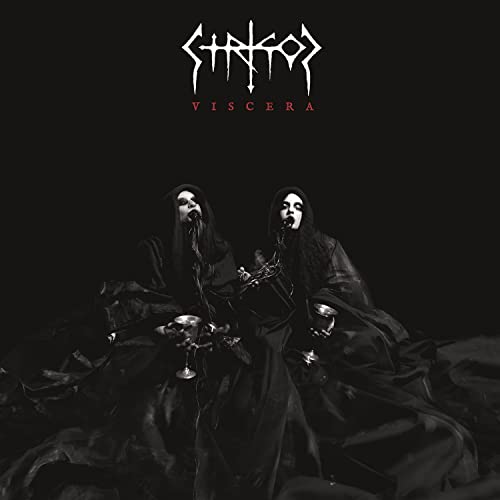 Black and white album cover featuring three hooded figures in a dark setting.