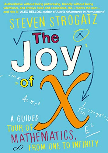 Book cover for The Joy of X by Steven Strogatz on a blue background.