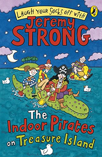 Book cover: cartoon pirates on a crocodile in blue waves.