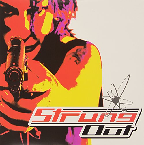 Album cover with a person holding a gun and bold text “Strung Out.”