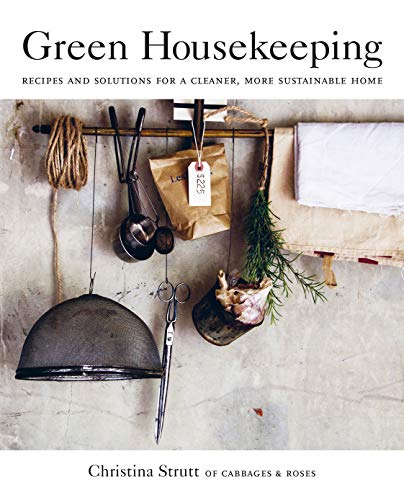 Book cover: "Green Housekeeping" with cleaning tools and greenery displayed.