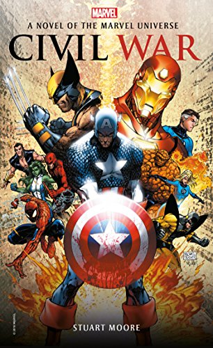Civil War" novel cover featuring Captain America, Iron Man, and other Marvel heroes.