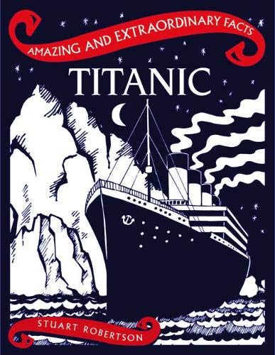 Book cover: Titanic ship illustration against a dark, starry, icy background.