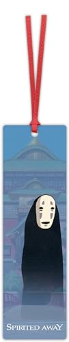 Spirited Away bookmark featuring No-Face against a bathhouse background with a red ribbon.