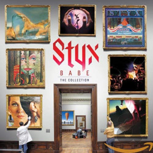 Styx Babe The Collection CD cover featuring framed album art in a gallery setting.